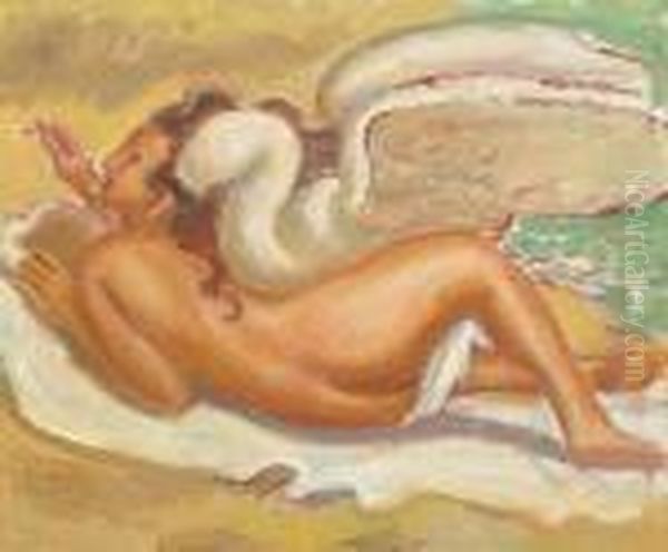 Leda Au Cygne Oil Painting by Maurice Barraud