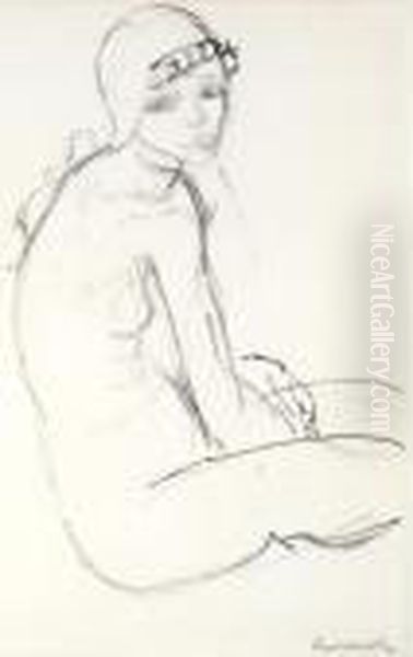 A Nude, Seated Oil Painting by Maurice Barraud