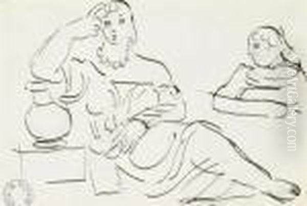 Odaliske. Oil Painting by Maurice Barraud