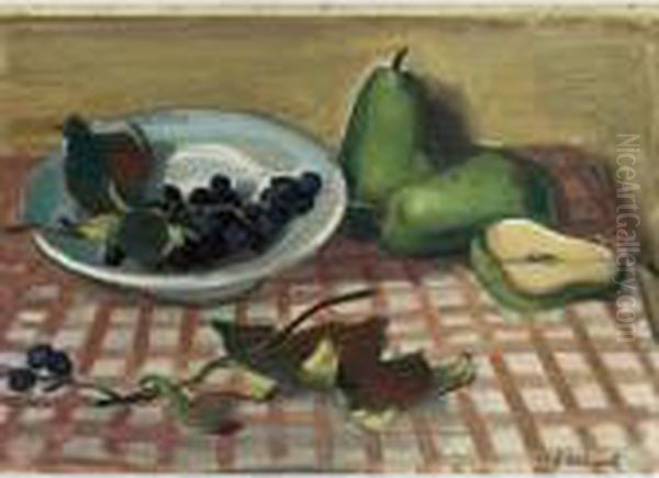 Still-life With Pears And Grapes Oil Painting by Maurice Barraud