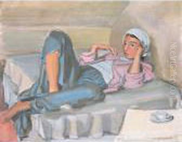 Ruhendes Madchen Oil Painting by Maurice Barraud