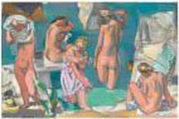 Les Cinq Baigneuses Oil Painting by Maurice Barraud