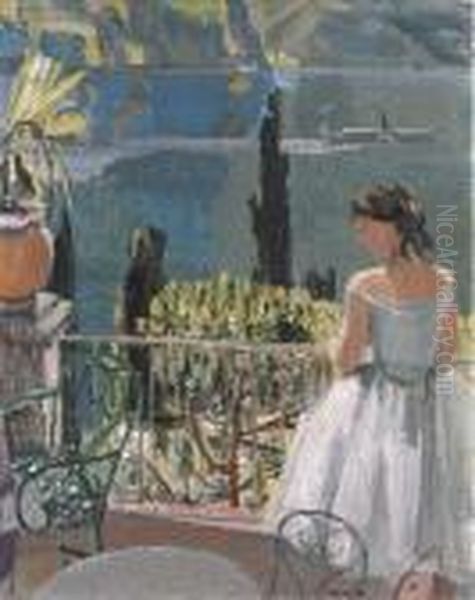 Danseuse Sur Le Balcon Oil Painting by Maurice Barraud