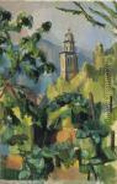 Kirche Von Montagnola Oil Painting by Maurice Barraud