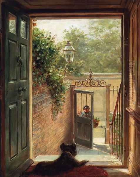 A Philadelphia Doorway Oil Painting by Edward Lamson Henry