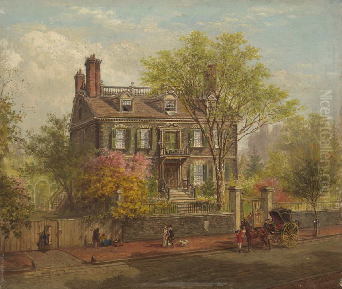 The John Hancock House Oil Painting by Edward Lamson Henry