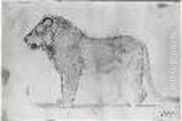 Le Lion Oil Painting by Antoine-louis Barye