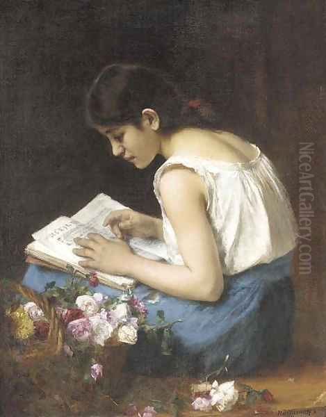 The Flower Girl 2 Oil Painting by Alexei Alexeivich Harlamoff