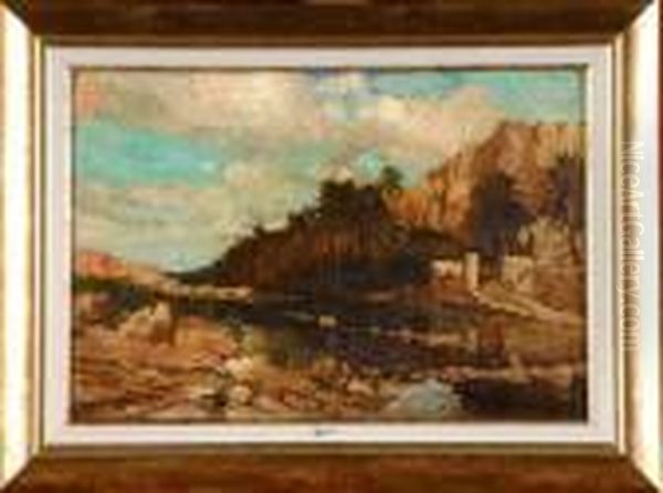 L'oued De Bou Saada Oil Painting by Alfred Bastien