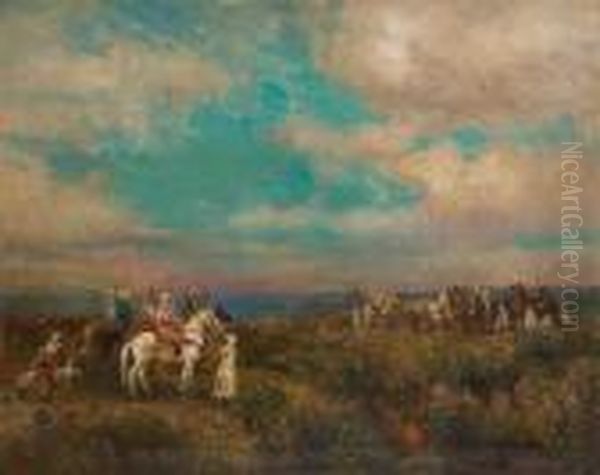 La Chasse Au Faucon(orientaliste) Oil Painting by Alfred Bastien