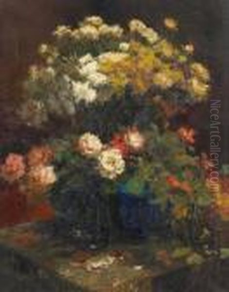 Bouquet De Fleurs Oil Painting by Alfred Bastien