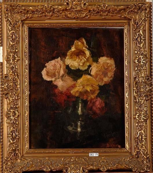 Vase De Roses Oil Painting by Alfred Bastien