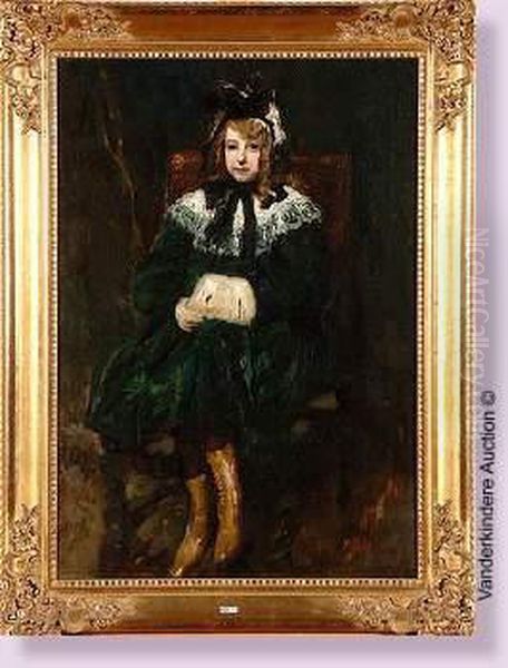 Jeune Fille Au Manchon Oil Painting by Alfred Bastien