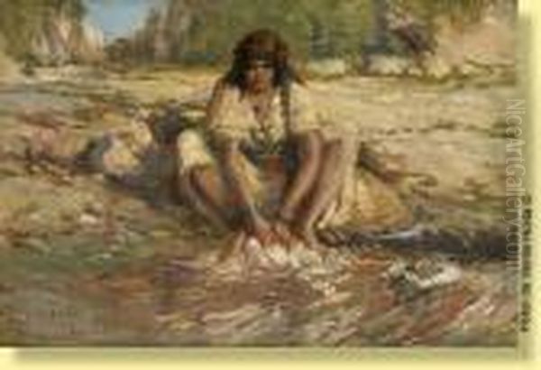 Lavandiere A Bou Saada Oil Painting by Alfred Bastien