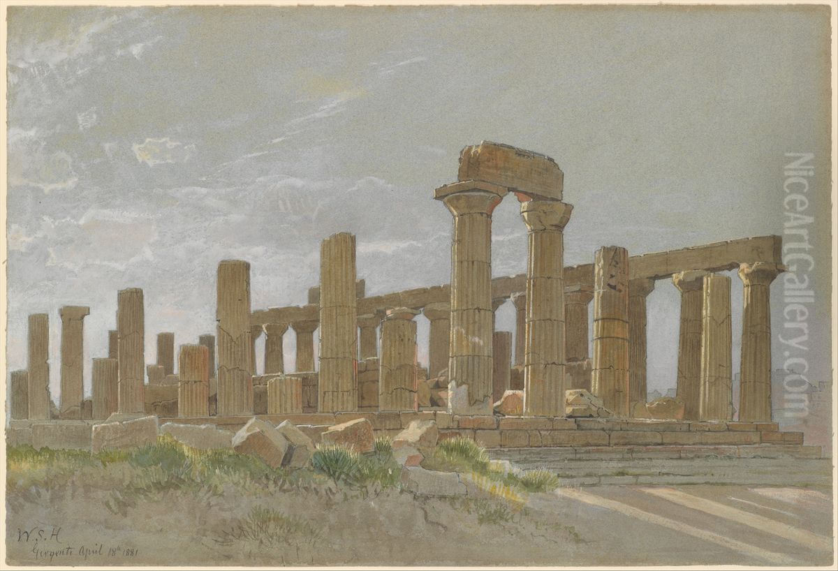 Girgenti (The Temple of Juno Lacinia at Agrigentum) Oil Painting by William Stanley Haseltine