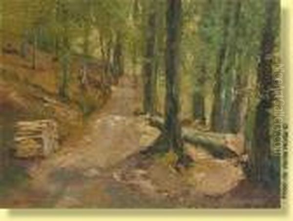 Sentier En Foret Oil Painting by Alfred Bastien