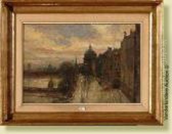 Lumiere Sur Paris, Quai Des Grands Augustins Oil Painting by Alfred Bastien