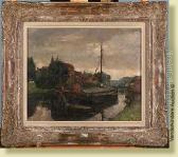 Canal En Flandres Oil Painting by Alfred Bastien