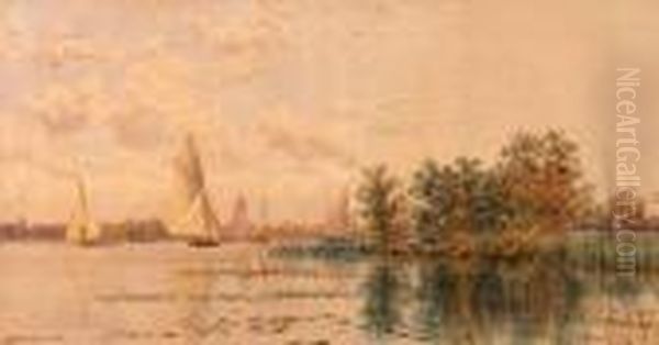 Extensive
Broads View With Wherries And Yachts Oil Painting by Stephen John Batchelder