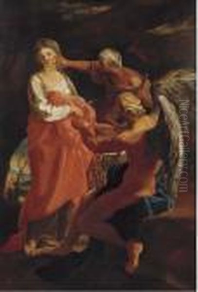 Il Tempo Che Ordina Alla Vecchiaia Di Distruggere La Bellezza Oil Painting by Pompeo Gerolamo Batoni