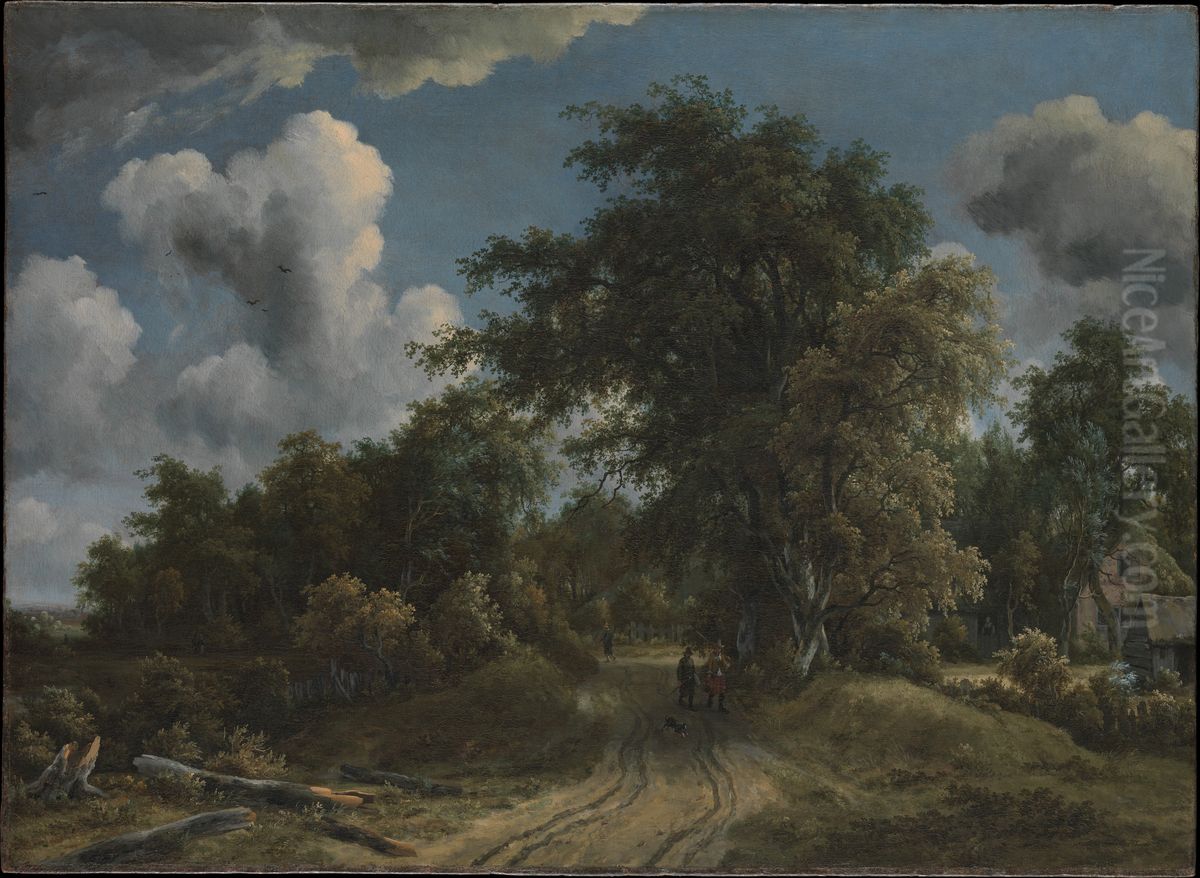 Woodland Road Oil Painting by Meindert Hobbema
