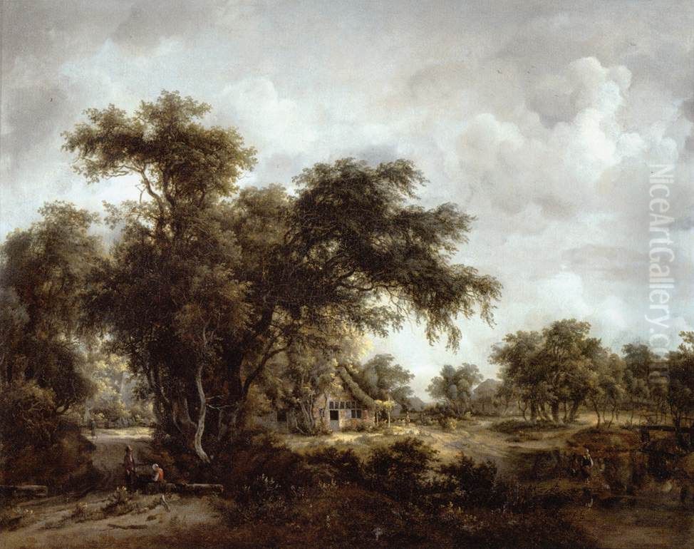 Farm in the Woods Oil Painting by Meindert Hobbema