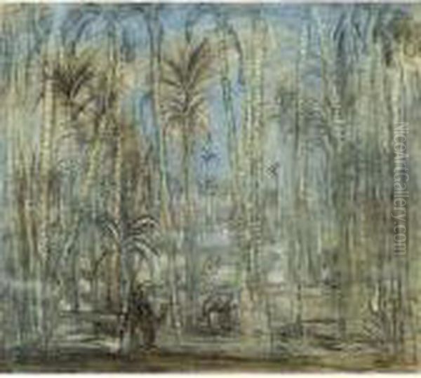 Phanurtuin Te Memphis Bij Maanlicht Oil Painting by Marius Bauer