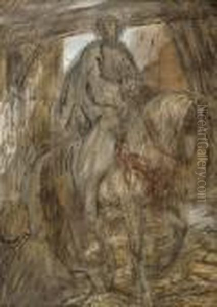 Oostersche Ruiter: An Elegant Horserider Oil Painting by Marius Bauer