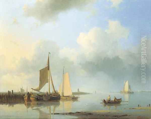 Shipping in a calm 2 Oil Painting by Abraham Hulk Snr