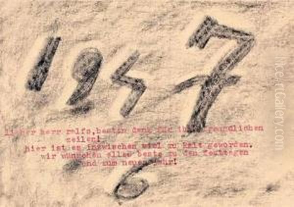 Grusskarte Oil Painting by Willi Baumeister