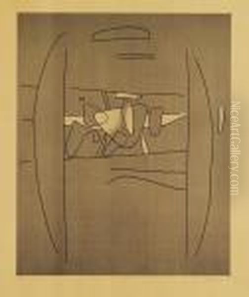 Segmente Mit Figuren. Oil Painting by Willi Baumeister