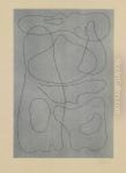 Linien Auf Blau Oil Painting by Willi Baumeister