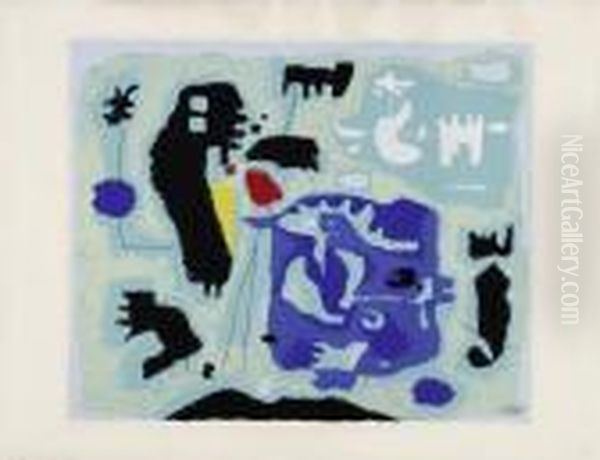 Grun (komposition In Grun) Oil Painting by Willi Baumeister