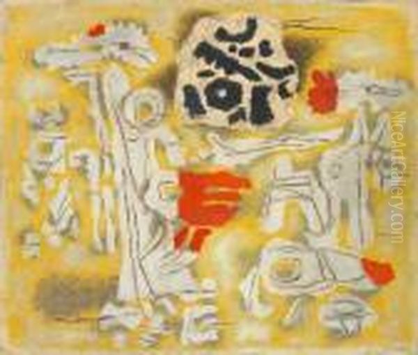 Mit Projektion Oil Painting by Willi Baumeister