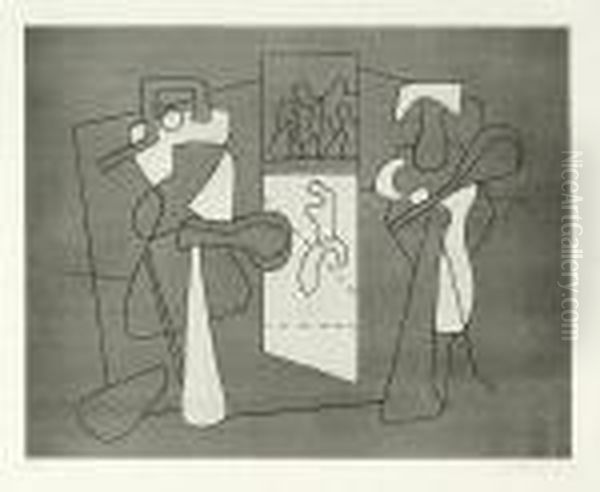 Tennisspieler Ii Oil Painting by Willi Baumeister