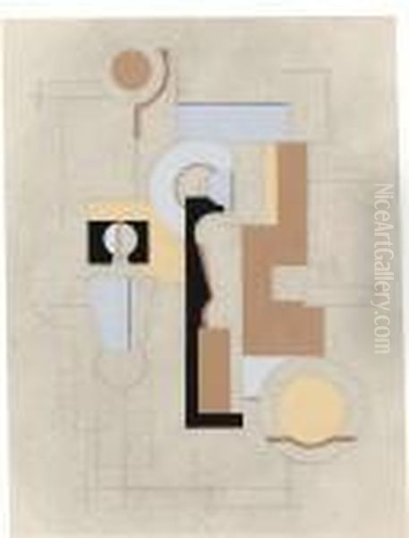 Menschen Undmaschine Oil Painting by Willi Baumeister