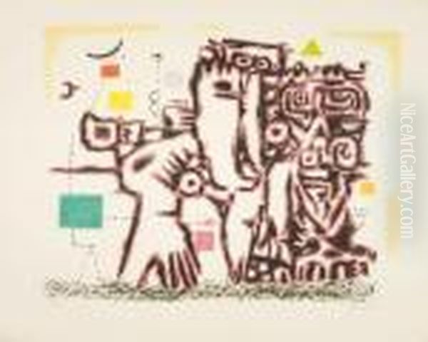 Zwei Weltalter Oil Painting by Willi Baumeister