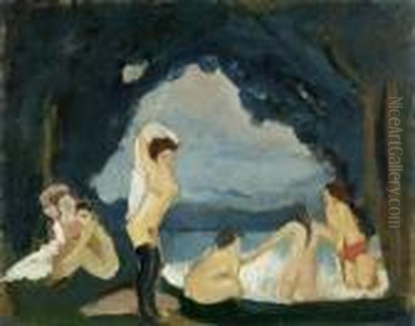 Grotto Oil Painting by Willi Baumeister