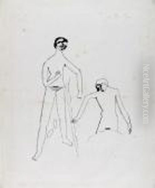 Zwei Figuren Oil Painting by Willi Baumeister