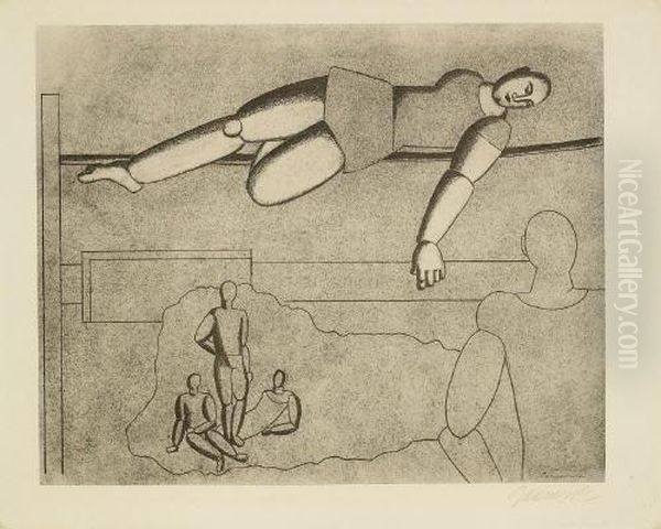 Hochsprung Oil Painting by Willi Baumeister