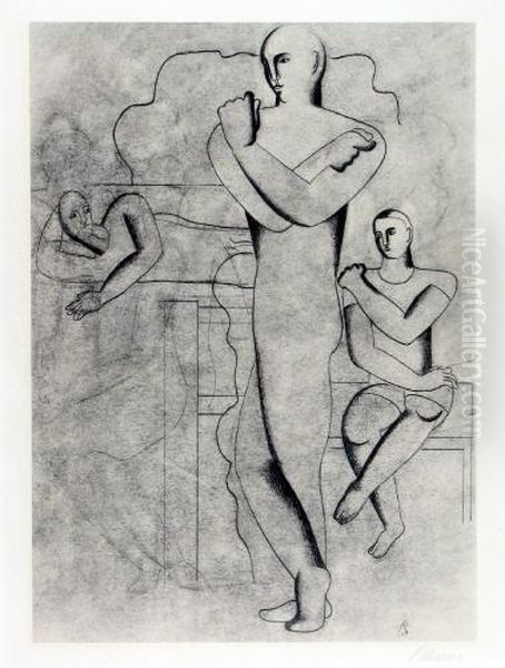 Japan-buttem Aus Der Mappe Sport Und Maschine Oil Painting by Willi Baumeister