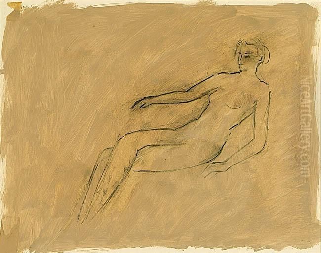 Aktstudie. Oil Painting by Willi Baumeister