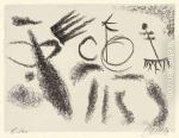 Kegelspiel (schwarz Auf Violett) Oil Painting by Willi Baumeister