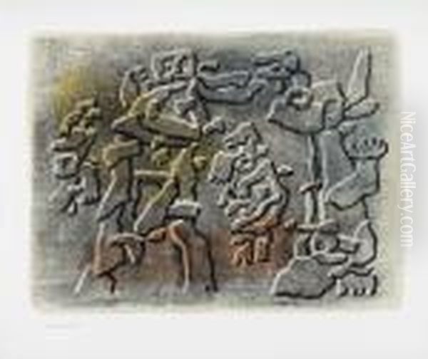 Scheinrelief Oil Painting by Willi Baumeister