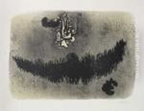 Schwarze Form - Foret Noir - Schwarzwald-moustache Oil Painting by Willi Baumeister