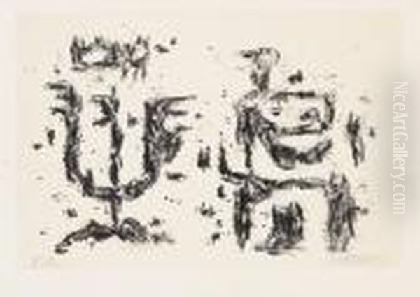 Baumeister. 8 Originallithos Oil Painting by Willi Baumeister