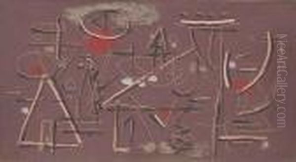 Gravour In Braun Oil Painting by Willi Baumeister