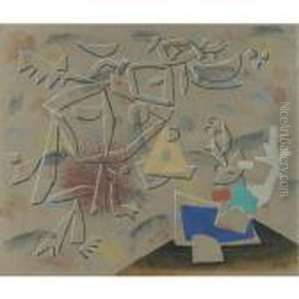 Marmor-reliefbild (marble Relief) Oil Painting by Willi Baumeister