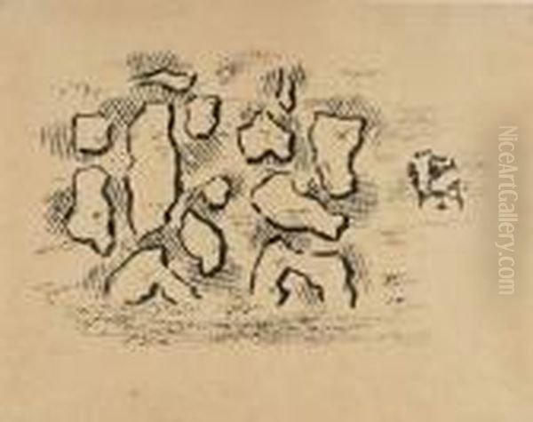 Uns Hat Schamasch Geheisen Zu Streiten Gegen Chumbaba. 1947 Oil Painting by Willi Baumeister