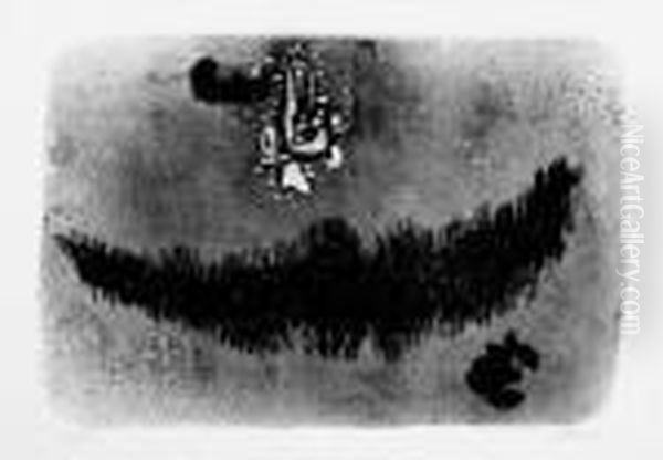 Mit Schwarzer Form (foret Noir - Moustache) Oil Painting by Willi Baumeister